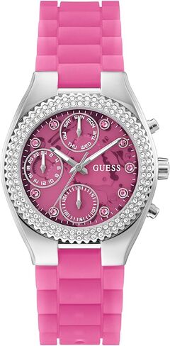 Guess Women's 37mm Watch - Pink Pink Dial Silver-Tone Case in Saudi Arabia
