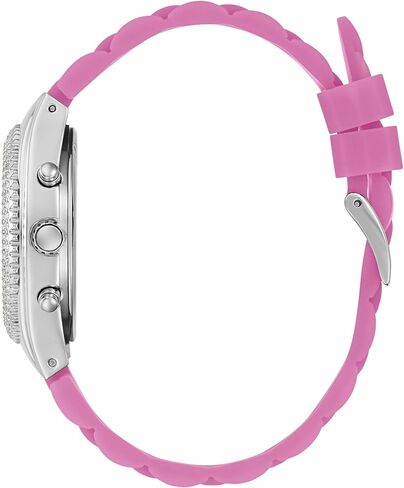 Guess Women's 37mm Watch - Pink Pink Dial Silver-Tone Case in Saudi Arabia
