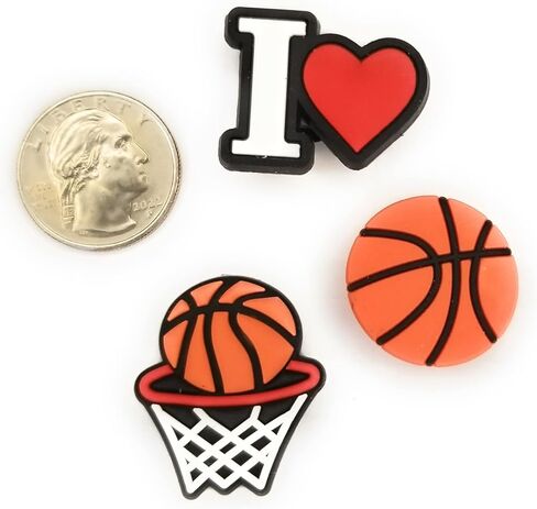 3pcs I Love Basketball Shoe Charms for Clog Shoes Decoration Gift in Saudi Arabia