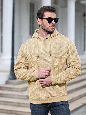 Men's Casual Pullover Hoodies Long Sleeve Knitted Hooded Sweatshirts in Saudi Arabia