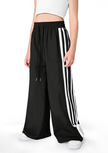 Girls Summer Striped Side Fashion Baggy Track Pants Cute Bowknots Y2K Wide Leg Sweatpants 5-14 Years in Saudi Arabia
