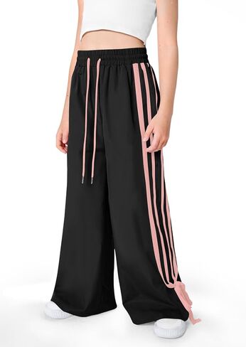 Girls Summer Striped Side Fashion Baggy Track Pants Cute Bowknots Y2K Wide Leg Sweatpants 5-14 Years in Saudi Arabia