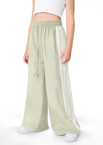 Girls Summer Striped Side Fashion Baggy Track Pants Cute Bowknots Y2K Wide Leg Sweatpants 5-14 Years in Saudi Arabia