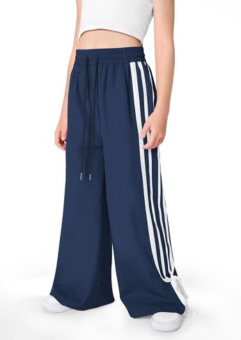 Girls Summer Striped Side Fashion Baggy Track Pants Cute Bowknots Y2K Wide Leg Sweatpants 5-14 Years in Saudi Arabia