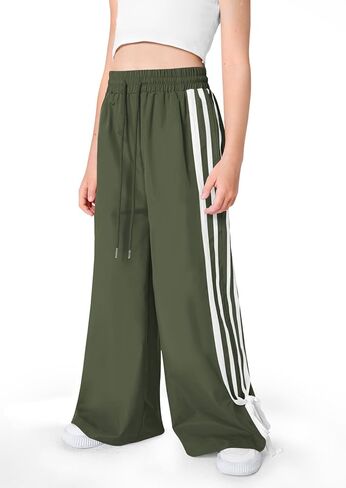 Girls Summer Striped Side Fashion Baggy Track Pants Cute Bowknots Y2K Wide Leg Sweatpants 5-14 Years in Saudi Arabia