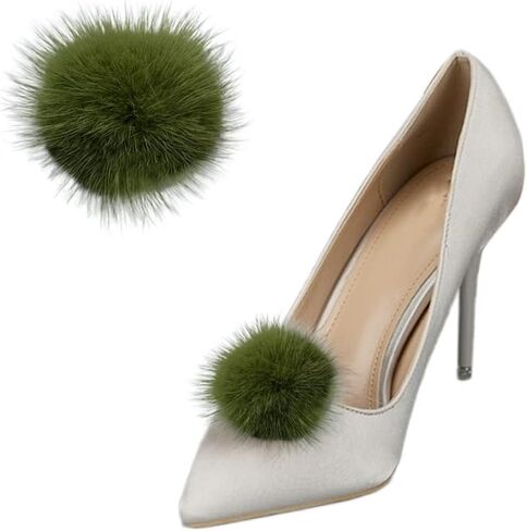 2 قطعة فرو المنك لطيف بوم بوم مقاطع الأحذية 1.97 بوصة الأحذية الزينة انفصال إكسسوارات أحذية للزينة حفل زفاف in Kuwait