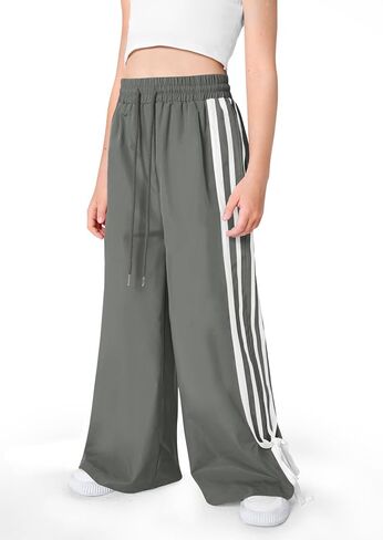 Girls Summer Striped Side Fashion Baggy Track Pants Cute Bowknots Y2K Wide Leg Sweatpants 5-14 Years in Saudi Arabia