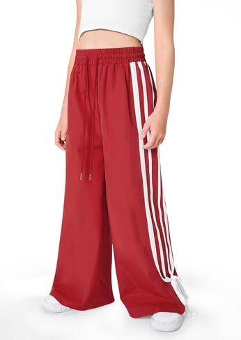 Girls Summer Striped Side Fashion Baggy Track Pants Cute Bowknots Y2K Wide Leg Sweatpants 5-14 Years in Saudi Arabia
