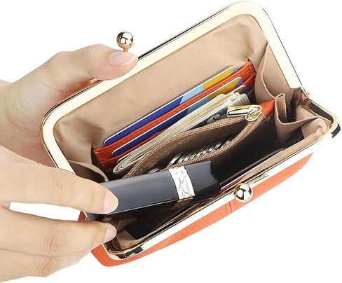 Royal Bagger RFID Blocking Coin Purse for Women, Fashion Kiss Lock Change Pouch, Genuine Leather Key & Card Holder 6120 (Brown) in Saudi Arabia