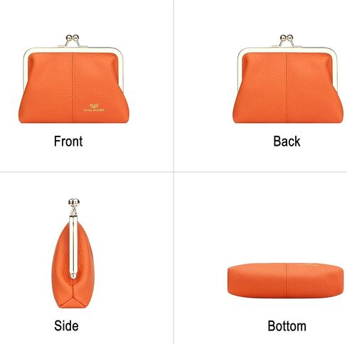 Royal Bagger RFID Blocking Coin Purse for Women, Fashion Kiss Lock Change Pouch, Genuine Leather Key & Card Holder 6120 (Brown) in Saudi Arabia