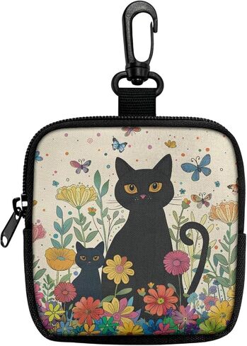 Mini Coin Purse Key Chain, Multifunctional Pouch for Keys Coins Earphone Lipstick, Card Holder Data Cable Organizer Zipper Pouch Bag Accessories, Chihuahua Flower Illustration in Saudi Arabia