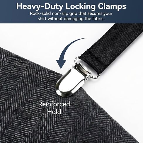 Shirt Stays for Men, Premium Y-Style Adjustable Soft Smooth Elastic Sock Garters with Reinforced Non-Slip Clips, Keep Shirts Tucked, Ideal for Police, Military, and Professionals (1 Pair) in Saudi Arabia