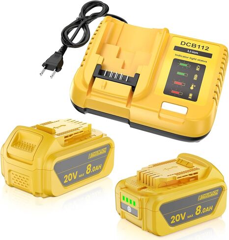 2-Pack 8000mAh Replacement for Dewalt 20V Max Battery Replace for Dewalt Battery 20V DCB200 DCB201 DCB206 DCB207 Compatible with DeWalt 20V Cordless Power Tools DCD/DCF/DCG/DCS Series in Kuwait