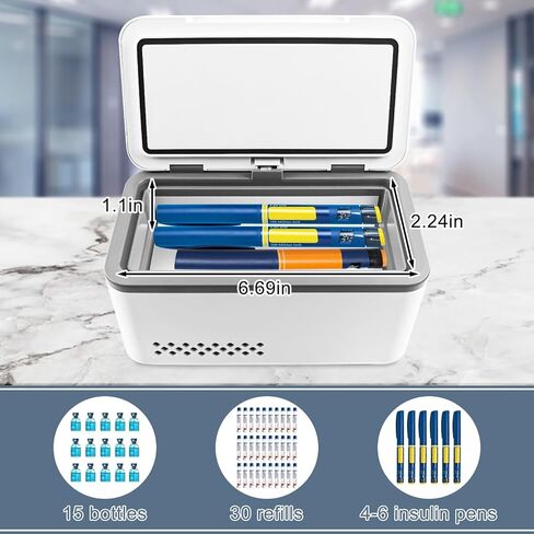 Electric Insulin Cooler Travel Case Box, Medication Cooler for Travel, Insulin Fridge Portable Insulin Refrigerator, LCD Display, Temperature Control, 0°C ~ 18 °C in Saudi Arabia