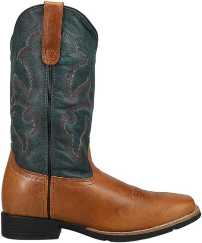 Roper Mens Monterey Embroidered Square Toe Pull On Casual Boots Mid Calf - Blue, Brown in Saudi Arabia