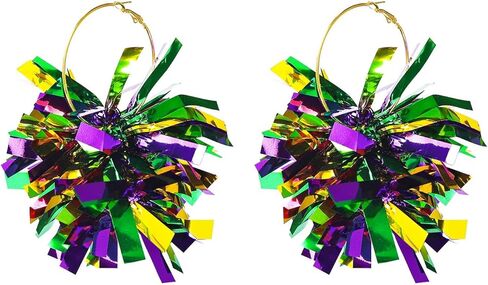Colorful Mardi Gras Carnival Tassel Earrings for Women Jewelry(B) in Saudi Arabia