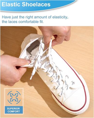 Elastic No Tie Shoe Laces for Kids and Adults Sneakers, Stretch Flat Navy Blue Shoestrings in Saudi Arabia