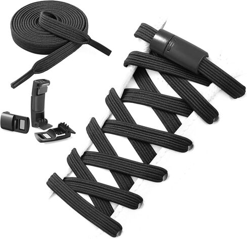 Neo-wows 2 Pairs Elastic No Tie Shoelaces, Black in Saudi Arabia