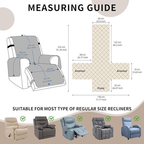 100% Waterproof Recliner Chair Covers 23.6", Non-Slip Recliner Cover for Chair with Pocket Washable Recliner Covers with Elastic Straps Lazy Boy Recliner Covers for Kids Pets-Chocolate in Saudi Arabia