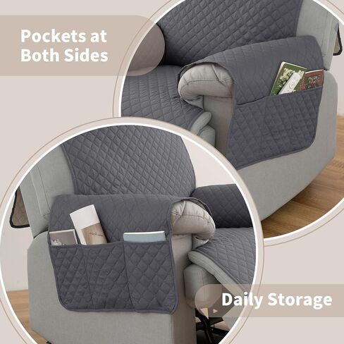 100% Waterproof Recliner Chair Covers 23.6", Non-Slip Recliner Cover for Chair with Pocket Washable Recliner Covers with Elastic Straps Lazy Boy Recliner Covers for Kids Pets-Chocolate in Saudi Arabia