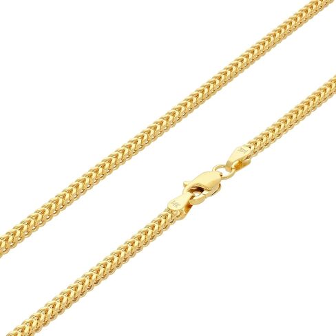 Nuragold 14k الذهب الأصفر الحقيقي فرانكو مربع 2 مللي متر صندوق سلسلة سلسلة القمح قلادة (16 "-24") مجوهرات إيطالية للرجال والنساء in Saudi Arabia