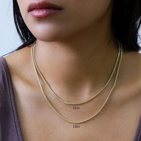 Nuragold 14k الذهب الأصفر الحقيقي فرانكو مربع 2 مللي متر صندوق سلسلة سلسلة القمح قلادة (16 "-24") مجوهرات إيطالية للرجال والنساء in Saudi Arabia