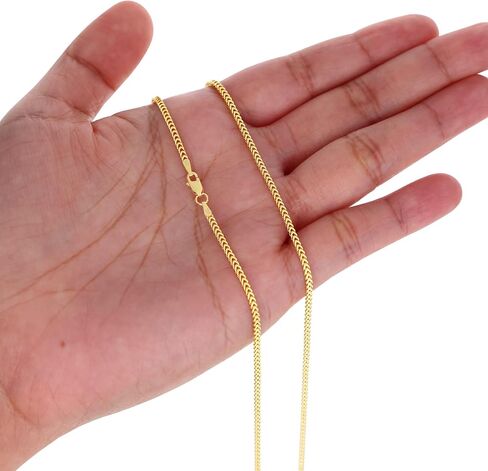 Nuragold 14k الذهب الأصفر الحقيقي فرانكو مربع 2 مللي متر صندوق سلسلة سلسلة القمح قلادة (16 "-24") مجوهرات إيطالية للرجال والنساء in Saudi Arabia