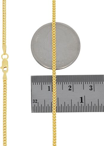 Nuragold 14k الذهب الأصفر الحقيقي فرانكو مربع 2 مللي متر صندوق سلسلة سلسلة القمح قلادة (16 "-24") مجوهرات إيطالية للرجال والنساء in Saudi Arabia