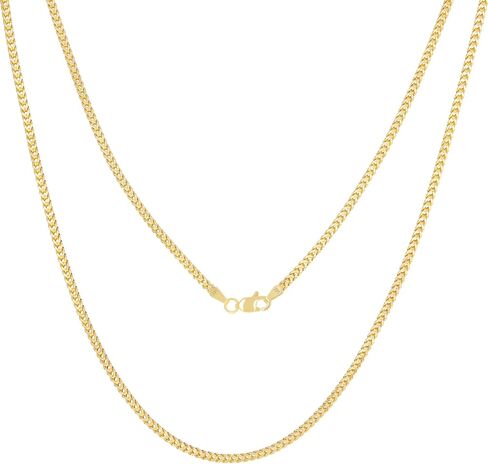 Nuragold 14k الذهب الأصفر الحقيقي فرانكو مربع 2 مللي متر صندوق سلسلة سلسلة القمح قلادة (16 "-24") مجوهرات إيطالية للرجال والنساء in Saudi Arabia