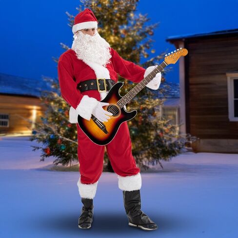 ArtCreativity Santa Clause Costume Adult Men - 9 PC Deluxe Santa Suit for Mens - One size fits all Quality Red Plush Christmas Costumes with Gold Gift Bag - New Year, Parties, and Birthdays Outfit in Saudi Arabia