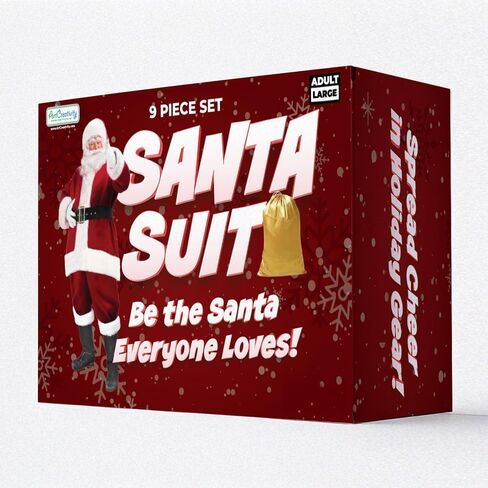ArtCreativity Santa Clause Costume Adult Men - 9 PC Deluxe Santa Suit for Mens - One size fits all Quality Red Plush Christmas Costumes with Gold Gift Bag - New Year, Parties, and Birthdays Outfit in Saudi Arabia