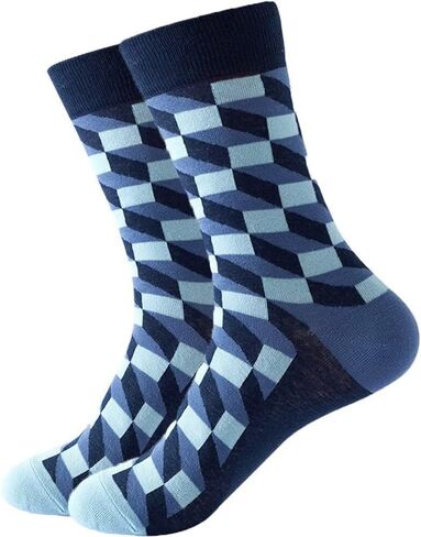 1 Pair Of Men's Plus Size Colorful Fun Casual Socks, Checkered Socks For Men Sizes 41-46 in Saudi Arabia