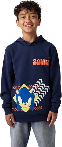 سويت شيرت بغطاء للرأس بأكمام طويلة وسهام سونيك وأعلام مربعات من Bioworld Sonic The Hedgehog in Kuwait