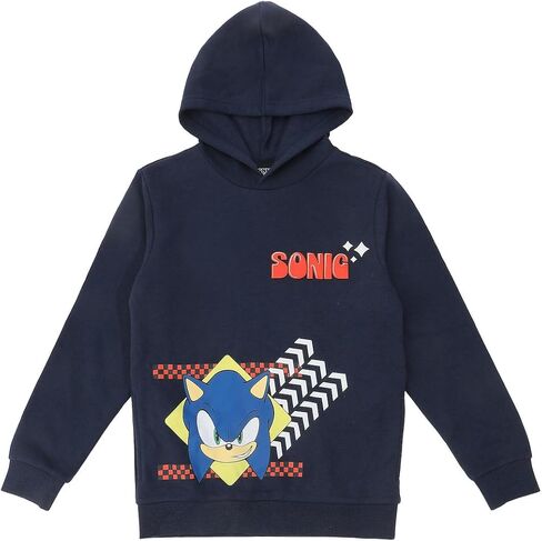 Bioworld Sonic The Hedgehog Sonic Arrows & Checkered Flags Youth Navy Long Sleeve Hooded Sweatshirt in Saudi Arabia