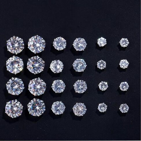 12-Pair Hypoallergenic Stud Earrings Set: Titanium & Surgical Steel Flat Back Labrets with CZ Birthstones, Multi-Piercing Cartilage Earrings for Men Women, Unisex Stackable Set in Saudi Arabia