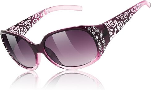 FEISEDY Women's Polarized Sunglasses Wrap Around Rhinestone Design Fashion Sunnies UV400 Protection B1091 in Saudi Arabia