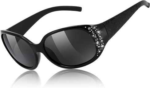 FEISEDY Women's Polarized Sunglasses Wrap Around Rhinestone Design Fashion Sunnies UV400 Protection B1091 in Saudi Arabia