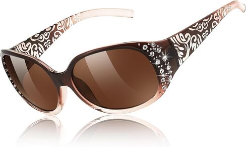 FEISEDY Women's Polarized Sunglasses Wrap Around Rhinestone Design Fashion Sunnies UV400 Protection B1091 in Saudi Arabia