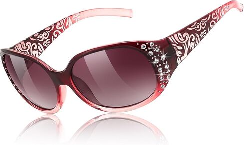 FEISEDY Women's Polarized Sunglasses Wrap Around Rhinestone Design Fashion Sunnies UV400 Protection B1091 in Saudi Arabia