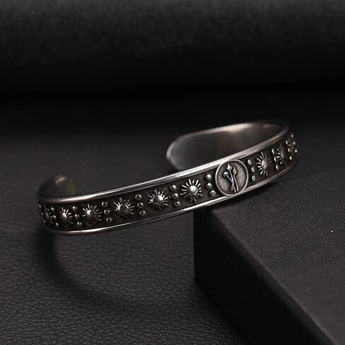 YWMAN Sun Mushroom Cuff، سوار Boho Fungi العتيق بتصميم سماوي، من الفولاذ المقاوم للصدأ المضاد للحساسية in Saudi Arabia