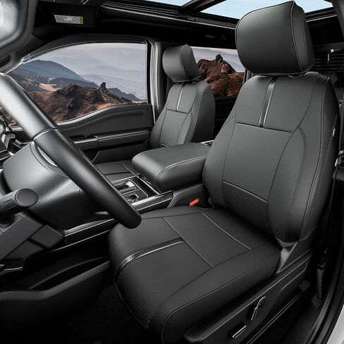 for Ford F150 Seat Covers 2021 2022 2023 2024 2025,Full Set Leather Waterproof Black Trucks Pickup Seat Covers Custom Fit for Ford F150 Accessories,Car Seat Cover for SuperCrew/CrewCab(XL,XLT) in Kuwait