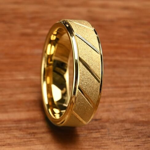Golden/Silvery Tungsten Carbide Rings for Men and Women Sandblasted and Inlay Grooved Men's Engagement Wedding Bands Luxury High Polished in Saudi Arabia