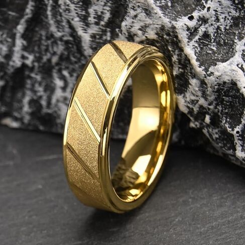 Golden/Silvery Tungsten Carbide Rings for Men and Women Sandblasted and Inlay Grooved Men's Engagement Wedding Bands Luxury High Polished in Saudi Arabia