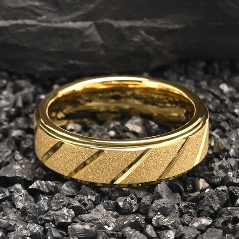 Golden/Silvery Tungsten Carbide Rings for Men and Women Sandblasted and Inlay Grooved Men's Engagement Wedding Bands Luxury High Polished in Saudi Arabia