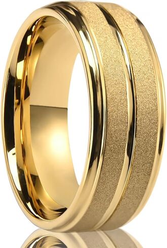 Golden/Silvery Tungsten Carbide Rings for Men and Women Sandblasted and Inlay Grooved Men's Engagement Wedding Bands Luxury High Polished in Saudi Arabia