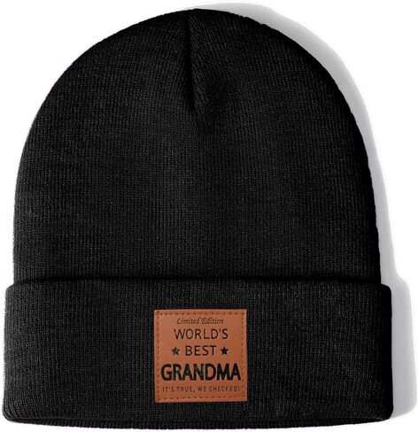 Worlds Best Grandma Nanny Abuela Gifts Leather Beanie Hat Christmas Retirement Birthday Gifts Ideas Accessories Stuff in Saudi Arabia