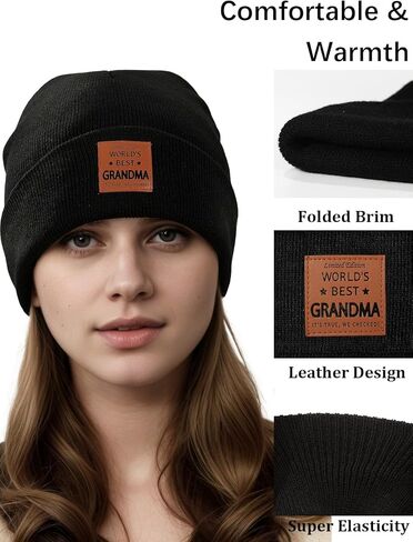 Worlds Best Grandma Nanny Abuela Gifts Leather Beanie Hat Christmas Retirement Birthday Gifts Ideas Accessories Stuff in Saudi Arabia