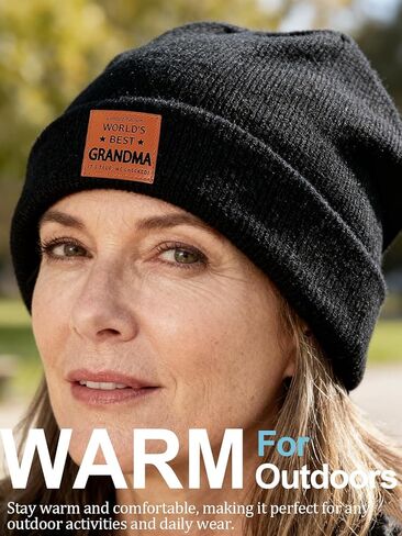 Worlds Best Grandma Nanny Abuela Gifts Leather Beanie Hat Christmas Retirement Birthday Gifts Ideas Accessories Stuff in Saudi Arabia