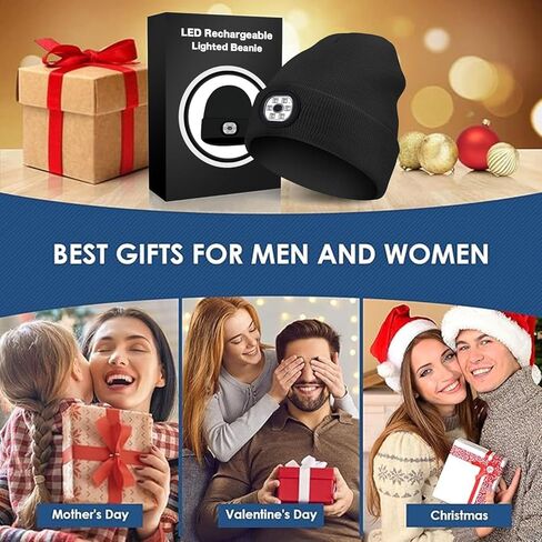 Nialnant قبعة صغيرة للجنسين مع ضوء، قبعة صغيرة بمصابيح أمامية LED بإضاءة USB للرجال، قبعات صغيرة LED، هدايا للرجال in Saudi Arabia