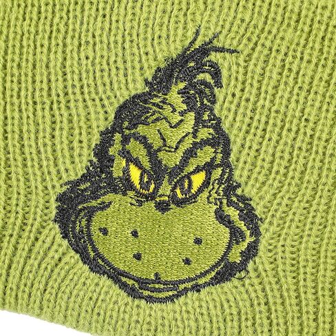 قبعة صغيرة ذات أساور قياسية مطرزة بخيوط أكريليك خضراء من Bioworld The Grinch in Kuwait